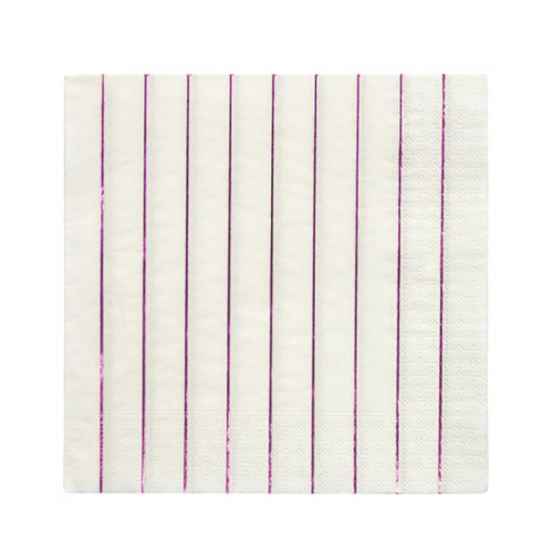 Gebaksservetten Metallic Pink Stripe (16st) Meri Meri