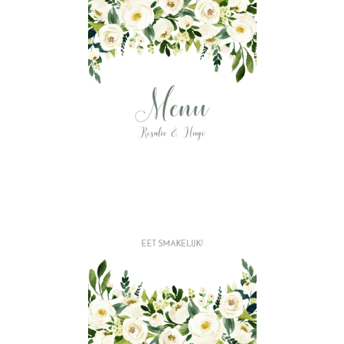 Witte bloemen menu kaart panorama staand enkel