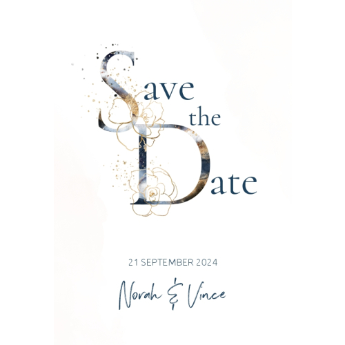 Elegance breeze save the date kaart staand letters