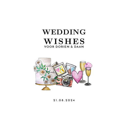 Watercolor festival wedding wishes kaart liggend enkel