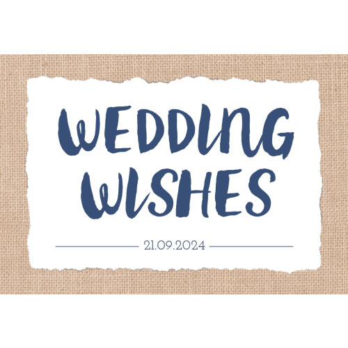 Indigo eco wedding wishes kaart liggend typografie 