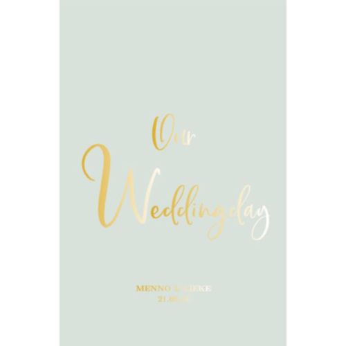 Folie bedankkaart pastel wedding mint staand enkel 