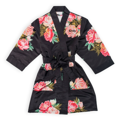 Kimono Blissful Blooms Black gepersonaliseerd
