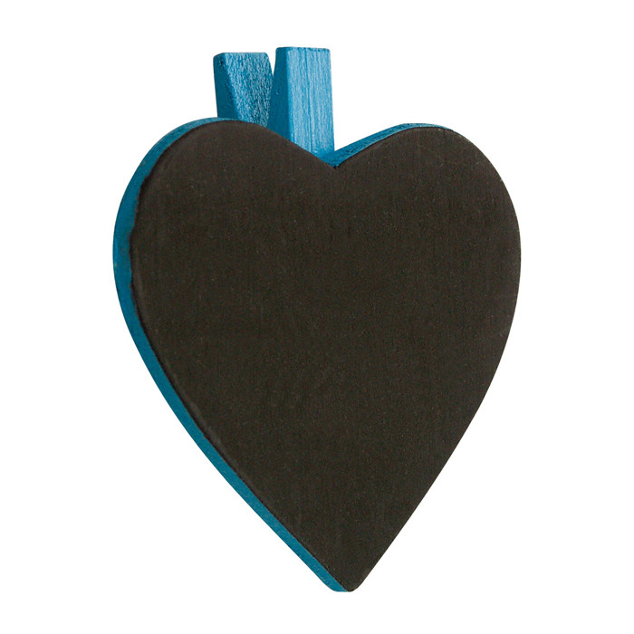Krijtbordjes op knijper hart turquoise