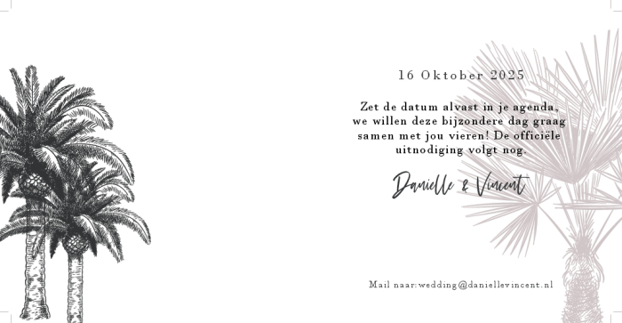 Palm springs save the date vierkant dubbel