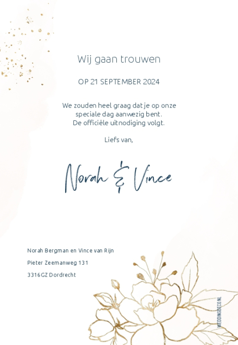 Elegance breeze save the date kaart staand letters