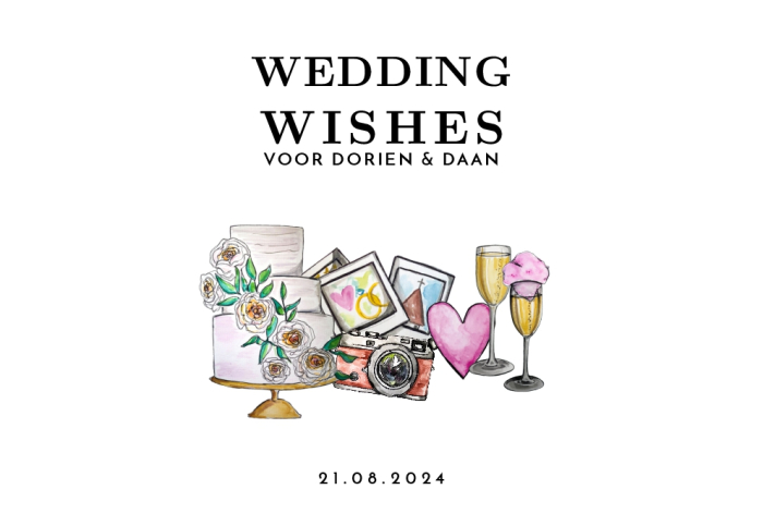 Watercolor festival wedding wishes kaart liggend enkel 15x10