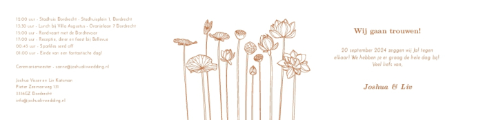 Folie trouwkaart lotus panorama liggend dubbel