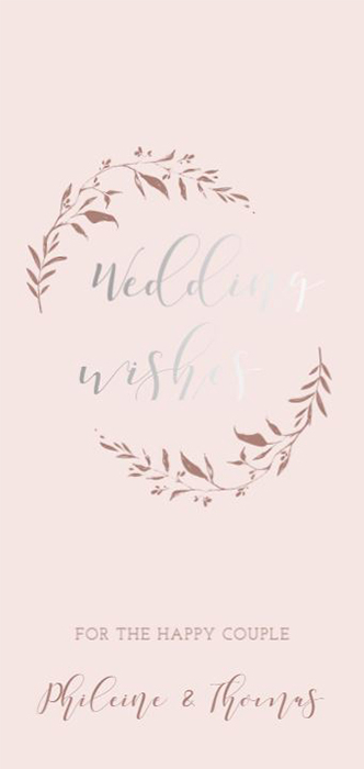 Folie wedding wishes kaart blush bontanics panorama staand