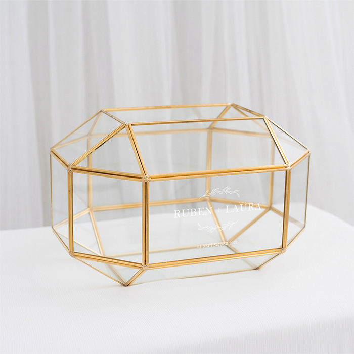 Gepersonaliseerde enveloppendoos geometrisch glas botanical