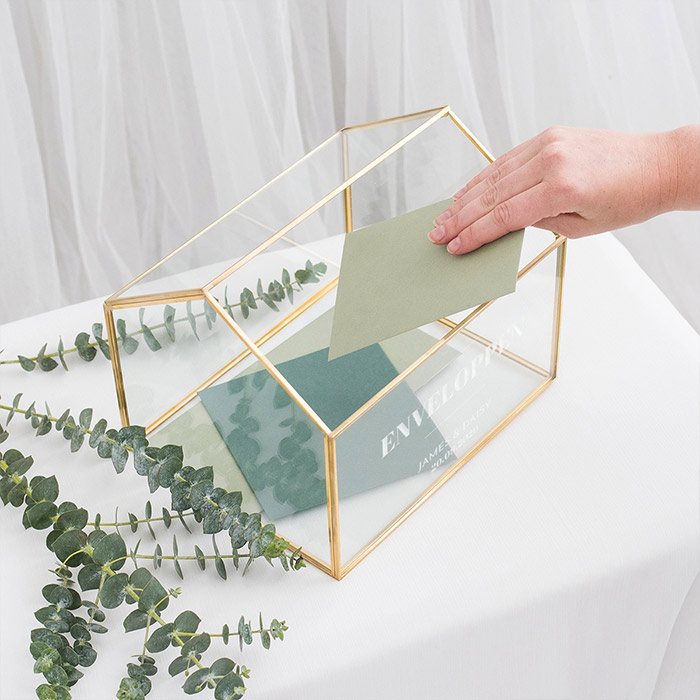 Gepersonaliseerde glazen enveloppendoos huis modern paper 