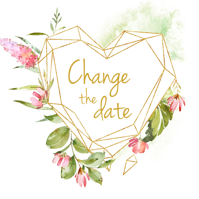 Geometric floral change the date kaart vierkant enkel